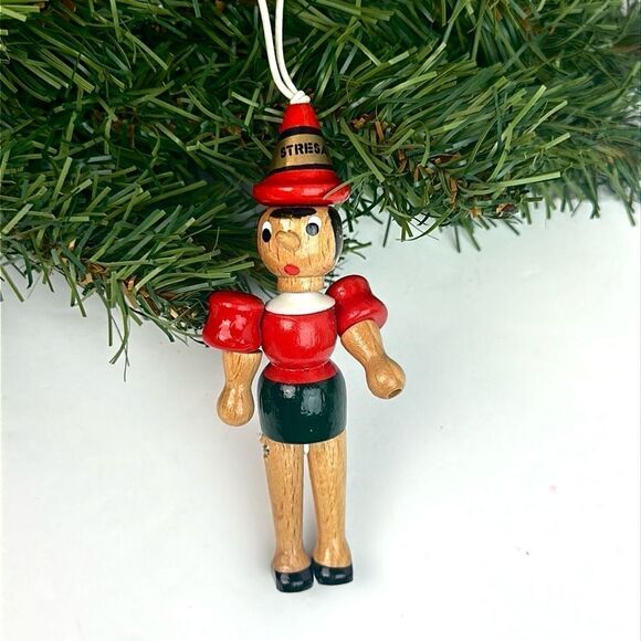 C2 Rainoldi Jointed Wooden Pinocchio Christmas Ornament Hand painted in Italy - Picture 2 of 9